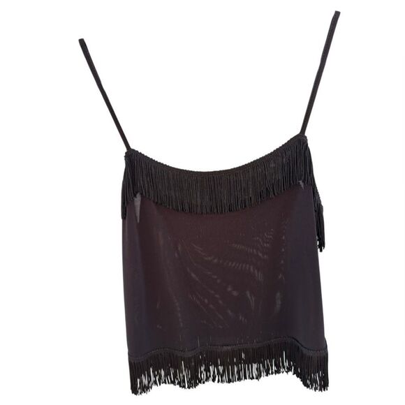 Mochino Jeans Women's Vintage Black Fringe Tank Top Size 8 - Picture 1 of 5